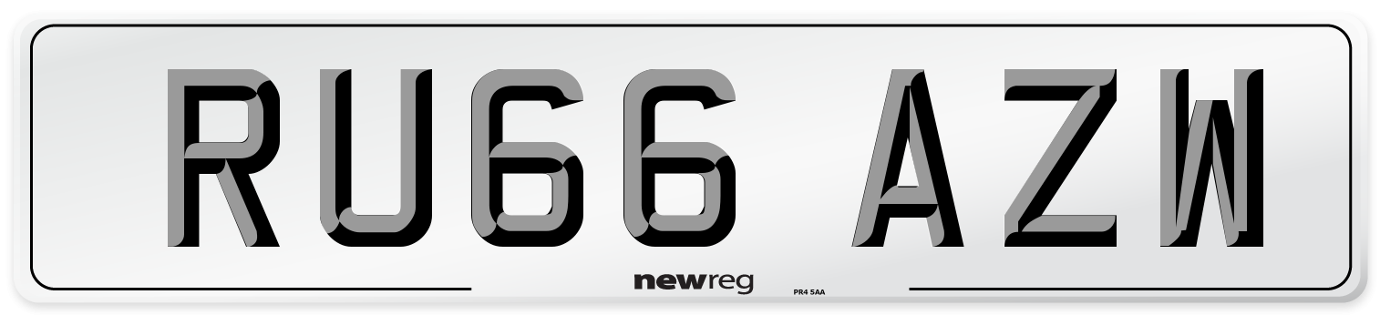 RU66 AZW Number Plate from New Reg